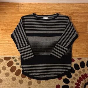 Market & Spruce Charcoal and Black Striped Crew Neck Sweater